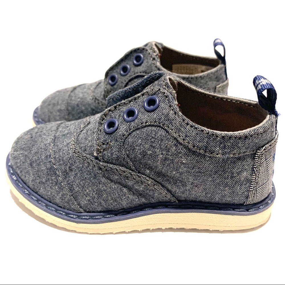 Toms Blue Chambray Size 6T Toddler Baby Shoes